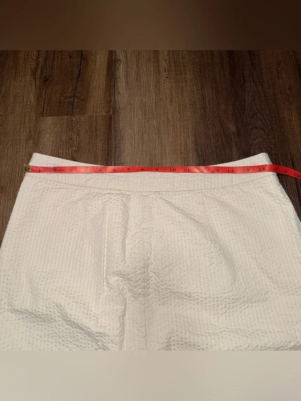 L.L.Bean Women’s Beige Seersucker Straight Mini Skirt